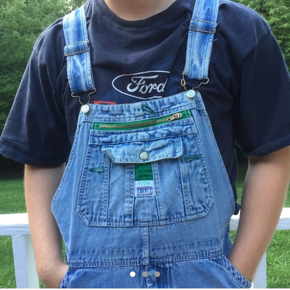 Vintage cargo blue jean overalls - Picture 1 of 3